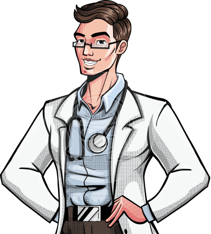 Comics Style Male Doctor Cartoon Character